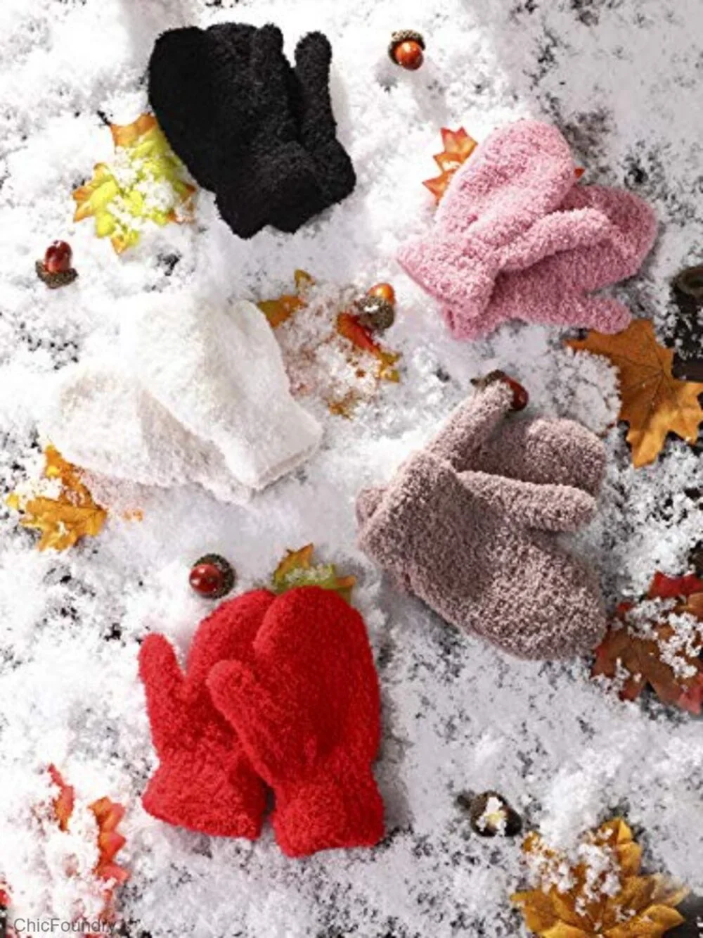 5 Pairs Winter Knit Gloves for Kids Toddler Stretch Full Finger Mittens